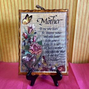 Scafa Art Hanging Wood Plaque Vintage Decor Mother Poem